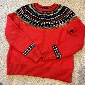 J Crew Fair Isle wool sweater L orange